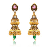 Aaroh - bell-ish jhumki earring ( Women Gold Pink Tier Jhumki )