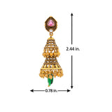Aaroh - bell-ish jhumki earring ( Women Gold Pink Tier Jhumki )