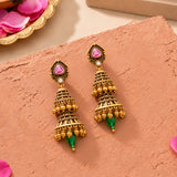 Aaroh - bell-ish jhumki earring ( Women Gold Pink Tier Jhumki )