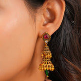 Aaroh - bell-ish jhumki earring ( Women Gold Pink Tier Jhumki )