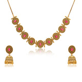 Aaroh - echo halo choker necklace set ( Women Gold Temple Choker Set )