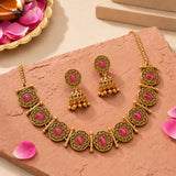 Aaroh - echo halo choker necklace set ( Women Gold Temple Choker Set )