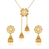 Aaroh - echo bloom short neclace set ( Women Gold Temple Necklace Set )