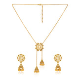 Aaroh - echo bloom short neclace set ( Women Gold Temple Necklace Set )