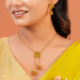 Aaroh - echo bloom short neclace set ( Women Gold Temple Necklace Set )