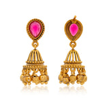 Aaroh - soul echo jhumki earring ( Women Gold Pink Mini Jhumki )
