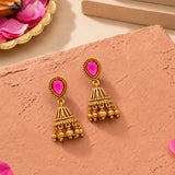 Aaroh - soul echo jhumki earring ( Women Gold Pink Mini Jhumki )