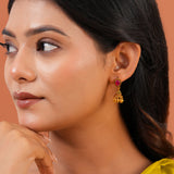 Aaroh - soul echo jhumki earring ( Women Gold Pink Mini Jhumki )