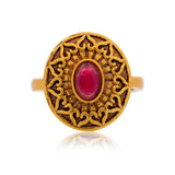 Aaroh - echo halo ring ( Women Gold Pink Stone Ring )
