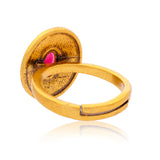 Aaroh - echo halo ring ( Women Gold Pink Stone Ring )