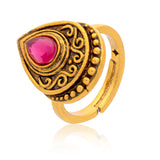 Aaroh -  moonlit chime ring ( Women Gold Teardrop Stone Ring )