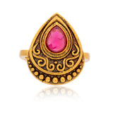 Aaroh -  moonlit chime ring ( Women Gold Teardrop Stone Ring )