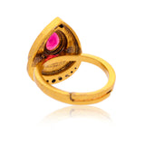 Aaroh -  moonlit chime ring ( Women Gold Teardrop Stone Ring )