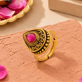 Aaroh -  moonlit chime ring ( Women Gold Teardrop Stone Ring )