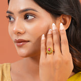 Aaroh -  moonlit chime ring ( Women Gold Teardrop Stone Ring )