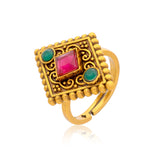 Aaroh -  vela ring ( Women Gold Green Stone Ring )