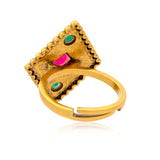 Aaroh -  vela ring ( Women Gold Green Stone Ring )