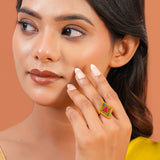 Aaroh -  vela ring ( Women Gold Green Stone Ring )