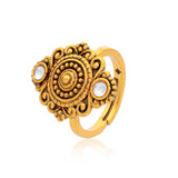 Aaroh -  aurelle ring ( Women Gold Floral Temple Ring )