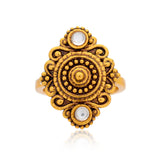Aaroh -  aurelle ring ( Women Gold Floral Temple Ring )