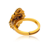 Aaroh -  aurelle ring ( Women Gold Floral Temple Ring )