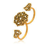 Aaroh -  echo bloom 3 finger ring ( Women Gold Two Finger Ring )