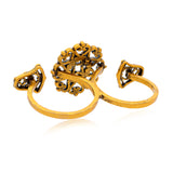 Aaroh -  echo bloom 3 finger ring ( Women Gold Two Finger Ring )