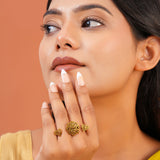 Aaroh -  echo bloom 3 finger ring ( Women Gold Two Finger Ring )
