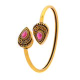 Aaroh -  moonlit chime cuff bracelet ( Women Gold Red Stone Cuff )