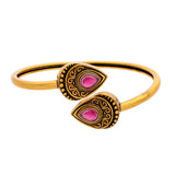 Aaroh -  moonlit chime cuff bracelet ( Women Gold Red Stone Cuff )