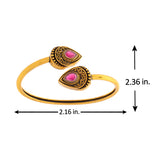 Aaroh -  moonlit chime cuff bracelet ( Women Gold Red Stone Cuff )
