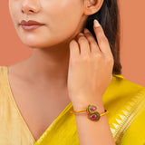 Aaroh -  moonlit chime cuff bracelet ( Women Gold Red Stone Cuff )