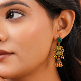 Aaroh - swar dangle earring ( Women Gold Pink Stone Danglers )