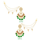 Meher - Mahira Kaanchain Chandbali Earring, Women Gold Kaanchain Chandbali