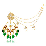 Meher - Mahira Kaanchain Chandbali Earring, Women Gold Kaanchain Chandbali