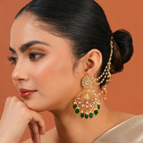 Meher - Mahira Kaanchain Chandbali Earring, Women Gold Kaanchain Chandbali