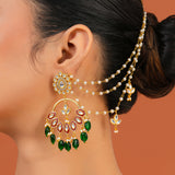 Meher - Mahira Kaanchain Chandbali Earring, Women Gold Kaanchain Chandbali