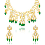 Meher - Sultana Round necklace, Women Gold Green Bridal Set