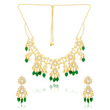 Meher - Sultana Round necklace, Women Gold Green Bridal Set