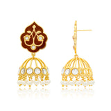 Meher - Gulzar Maroon Jhumki Earring, Women Maroon Gold Jhumkas