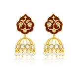 Meher - Gulzar Maroon Jhumki Earring, Women Maroon Gold Jhumkas