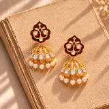 Meher - Gulzar Maroon Jhumki Earring, Women Maroon Gold Jhumkas