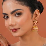 Meher - Gulzar Maroon Jhumki Earring, Women Maroon Gold Jhumkas
