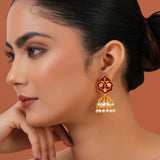Meher - Gulzar Maroon Jhumki Earring, Women Maroon Gold Jhumkas