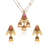 Aaroh - moonlit chime short necklace set ( Women Gold Jhumki Necklace Set )