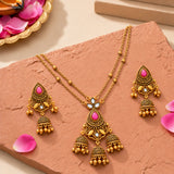 Aaroh - moonlit chime short necklace set ( Women Gold Jhumki Necklace Set )