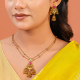 Aaroh - moonlit chime short necklace set ( Women Gold Jhumki Necklace Set )
