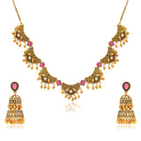 Aaroh - moon echo collar necklace set ( Women Gold Collar Necklace Set )