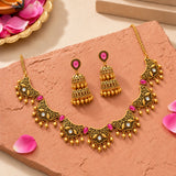 Aaroh - moon echo collar necklace set ( Women Gold Collar Necklace Set )