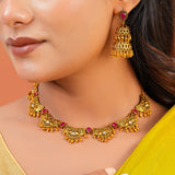 Aaroh - moon echo collar necklace set ( Women Gold Collar Necklace Set )